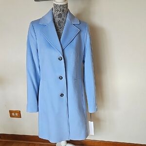 NWT CALVIN KLEIN Women's Light Blue Coat. Size 8.